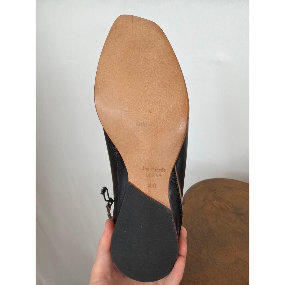 Cydwoq Vintage Black Leather Ankle Strap Asymmetric Pointed Toe Shoes US 10 - Picture 8 of 10
